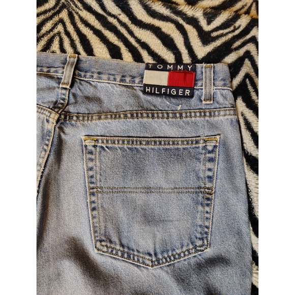Vintage‎ Tommy Hilfiger Jeans Mens 40x30 Blue Denim Baggy Y2K Flag Tapered Light - Picture 10 of 10